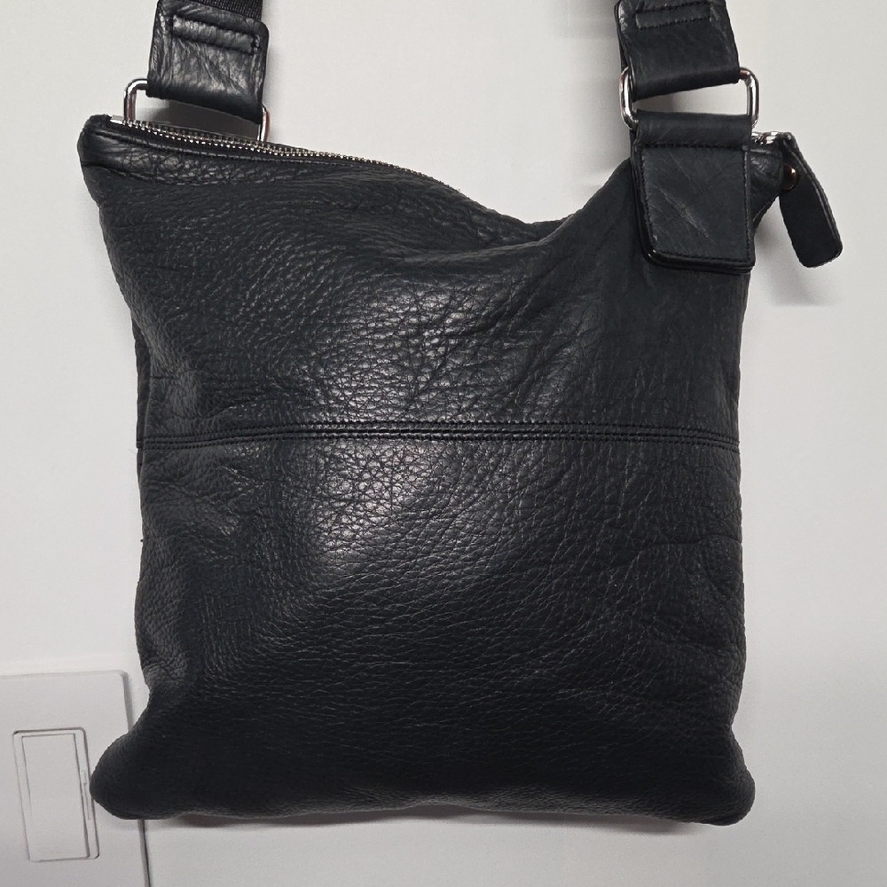 Margot Black Leather Messenger Bag - Picture 2 of 6